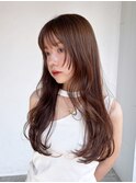 ロングおくれ毛顔周りレイヤー韓国ヘア_ba537293