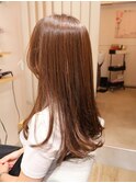 ナチュラルストレート髪質改善大人可愛い透明感ベージュ艶カラー
