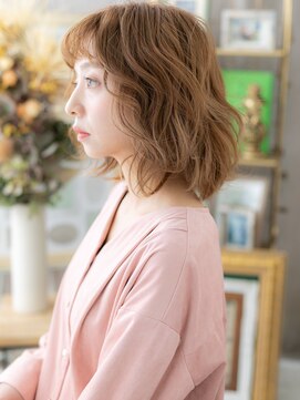 カバーヘア ブリス 川口(COVER HAIR bliss) 大人かわいいぱっつん前髪根元パーママレットヘアh420代30代40代