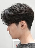 メンズセンターパートウルフセンターパートニュアンスパーマ襟足