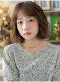 ゆるふわボブ/オン眉/スモーキーブラウン/アッシュカラー/艶髪g