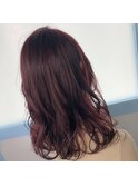 艶髪 ピンクブラウン ブリーチ無しのピンクカラー