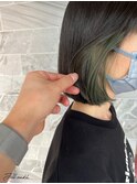 《Jill ankh 姫路駅前》ライムグリーン　インナーカラー　ボブ