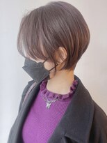【morio原宿】グレージュカラー　くびれ前髪なしショート　宮本