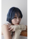 ブルーシルバー×ショートボブ
