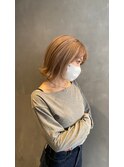 大人かわいい外ハネボブ×ハイトーン/ハイライト/Wカラー
