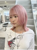 顔周りレイヤー/ウルフボブ/ウルフレイヤー/ペールピンク