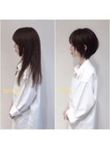 【ショートボブ】黒髪カタログ/オリーブグレー/小顔に見せるヘア
