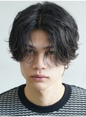 シャドウパーマルーズパーマ無造作毛流れセンターパートマッシュ