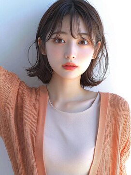 ムウ 難波(MOU) ボブクールショート前髪イメチェンピンクベージュ30代40代50代