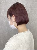 ピンクベージュボブ 前下がりミニボブ ダブルカラー 20代30代