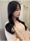 暗髪×くびれロングで韓国ヘアーs