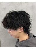 ウルフ/アッシュブラック/カルマパーマ/ベリーショート/ウルフ