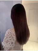 暖色系カラー　ワインレッド　ブリーチなしカラー　髪質改善　