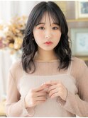 大人ガーリーゆるふわミディグレージュカラーh4川口