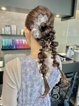 結婚式ヘア＊ゆるふわあみおろし/金箔/ツインアレンジ