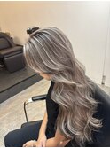 ハイライトカラーくびれヘアアプリコットオレンジ
