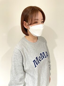 ヘアーアイストゥーレ(HAIR ICI TRE) ボブ オレンジカラー 暖色カラー 切りっぱなしボブ