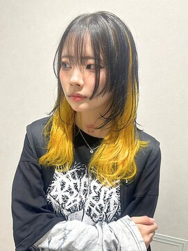 アリープパロット(ALEAP parrot) ウルフヘア/インナーカラー/イエロー【ALEAP parrot/多賀】