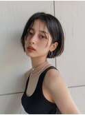 黒髪/ボブルフ/ネビージュ/韓国/ワンレン/仙台/髪質改善/前髪