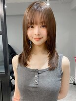 エトラ 渋谷店(etora)&nbsp;韓国ヘア レイヤーカット くびれヘア  アプリコットオレンジ"
