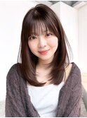 ロング暗めカラー韓国ヘア顔周りレイヤー_F21124