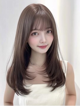 ユーフォリア 新宿店(Euphoria) 韓国風レイヤーロングヨシンモリ◎シースルーバング×艶カラー