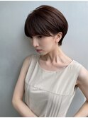 前髪あり耳掛け丸みくびれショートボブ20代30代40代50代