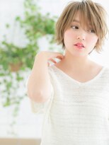 ネル 仙台(Nelu) 仙台/髪質改善/ミルクティーブロンド♪レイヤーショートボブe