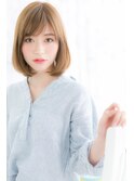甘め♪斜めバングうる艶髪マロンベージュミディアムボブa1