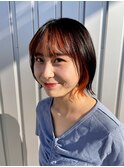 フェイスフレーミング インナーカラー 外ハネボブ オレンジ