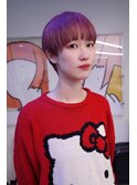 ピンクカラーハイトーンマッシュショート