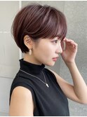 横顔美人ショート/縮毛矯正/白髪ぼかしハイライト