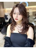 ミニウルフレイヤーカット顔周り前髪韓国ミディアムロング/池袋