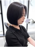◎小顔ボブナチュラルブラック長めバング