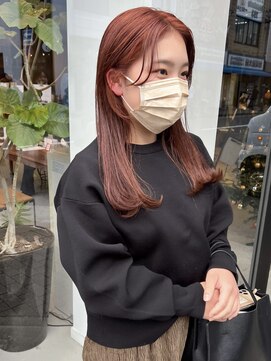 ヘアー アイス ルーチェ(HAIR ICI LUCE) ブリーチなしダブルカラーで作るコーラルオレンジ/落合