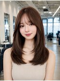 美髪レイヤーカット/顔まわりレイヤー/くびれロングレイヤー
