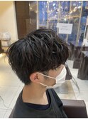 無造作束間パーマ