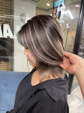 ラフ(LAFF) #バレイヤージュ#グレージュカラー#ボブウルフ#ココアベージュ