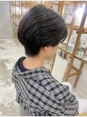 ナチュラルパーマ×センターパート