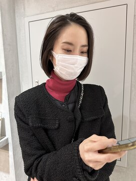 ヨーク(YOKE) YOKE 大人ボブタイトボブ前髪なしハイライトアッシュグレージュ