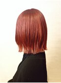 切りっぱなしボブ/オレンジレッド/ケアブリーチ
