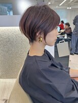 前髪あり耳掛け丸みくびれショートボブ20代30代40代50代（蘭）