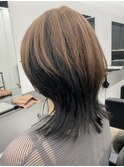 □デザインカラーレイヤーカットウェットヘアハイトーンカラー