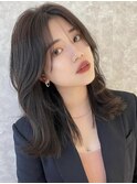 韓国風フェイスレイヤーカット 2wayバング/グレージュ