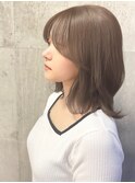 ハイライトカラーミルクティーベージュレイヤーカット