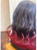 #裾カラー　Rouge Red gradation