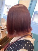 外ハネボブ ブリーチ red 切りっぱなし
