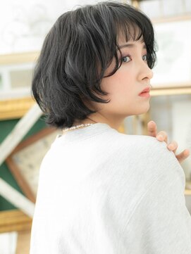 カバーヘア ブリス 大宮西口(COVER HAIR bliss) オン眉黒髪小顔くせ毛風ショートマッシュボブa大宮20代30代40代
