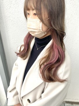 カプア 仙台駅前店(Kapua) 大人可愛いインナーカラー/ピンク/ケアブリーチ